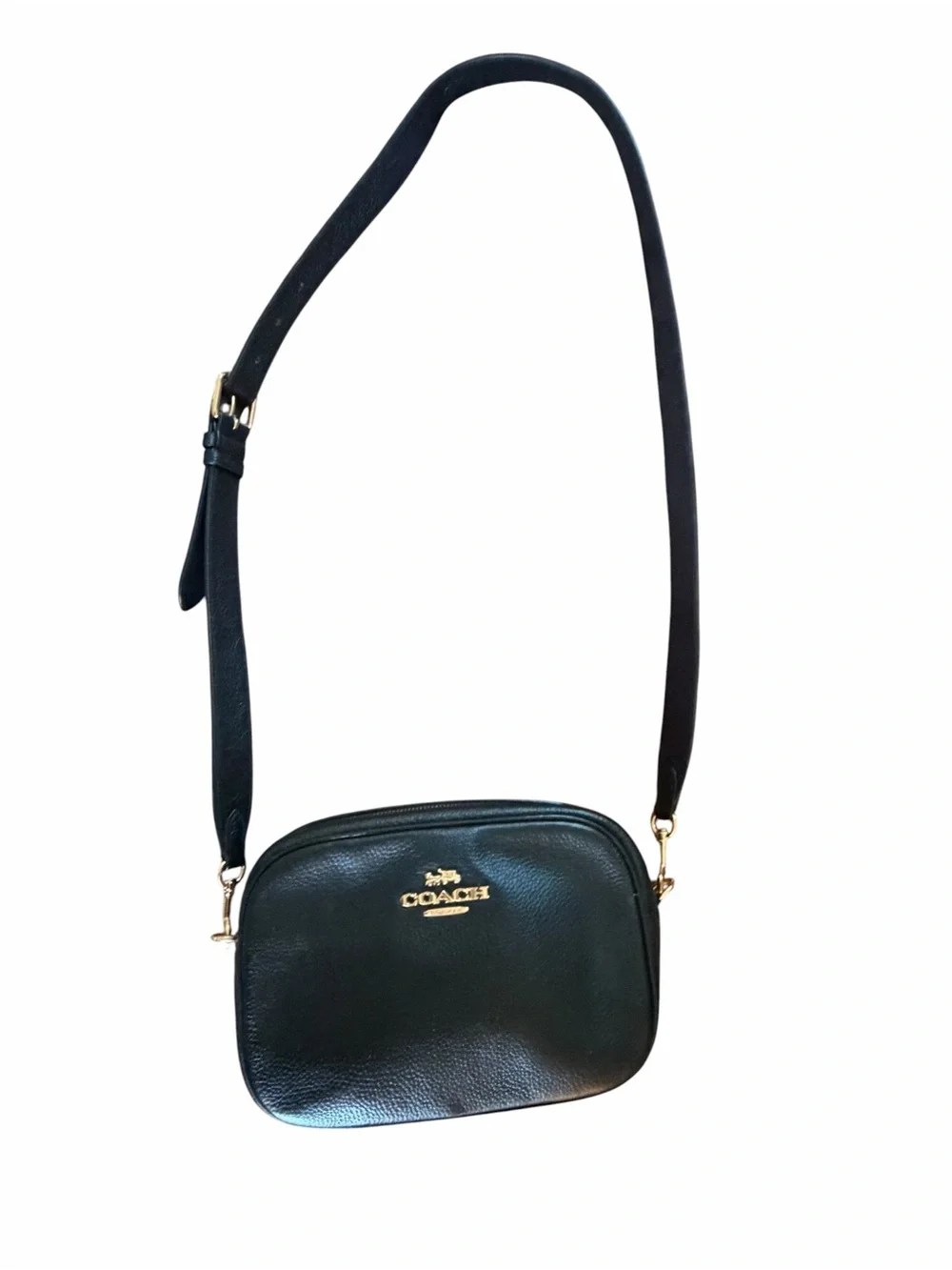 Coach Black Leather Crossbody with Gold Hardware